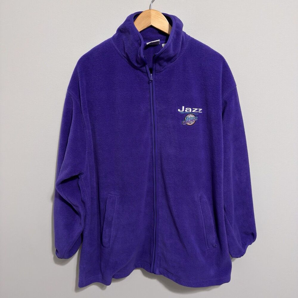 Vintage Utah Jazz Fleece Jacket Mens XL 90’s USA Purple NBA